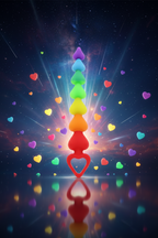 Chapelet anal Rainbow Heart Beads de ToyJoy en silicone avec 7 perles cœur arc-en-ciel de diamètre progressif
