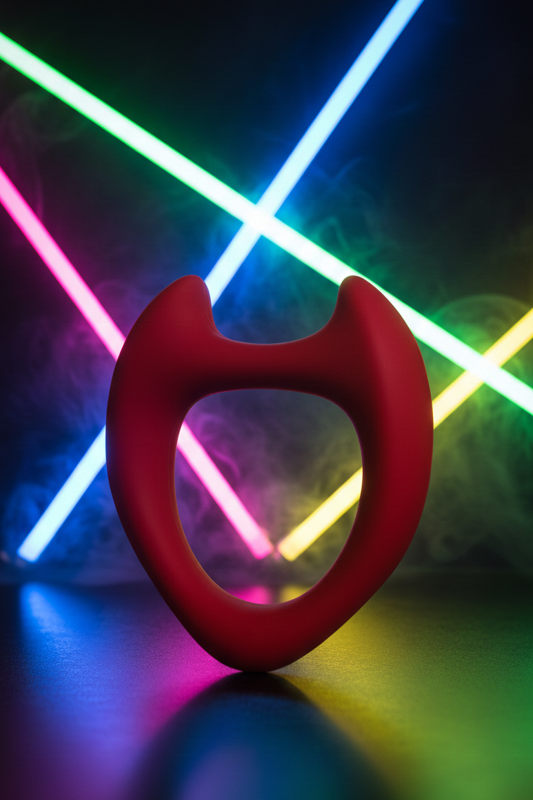 Cockring cornes stimulantes Toro Wooomy silicone médical taille L rouge érection prolongée