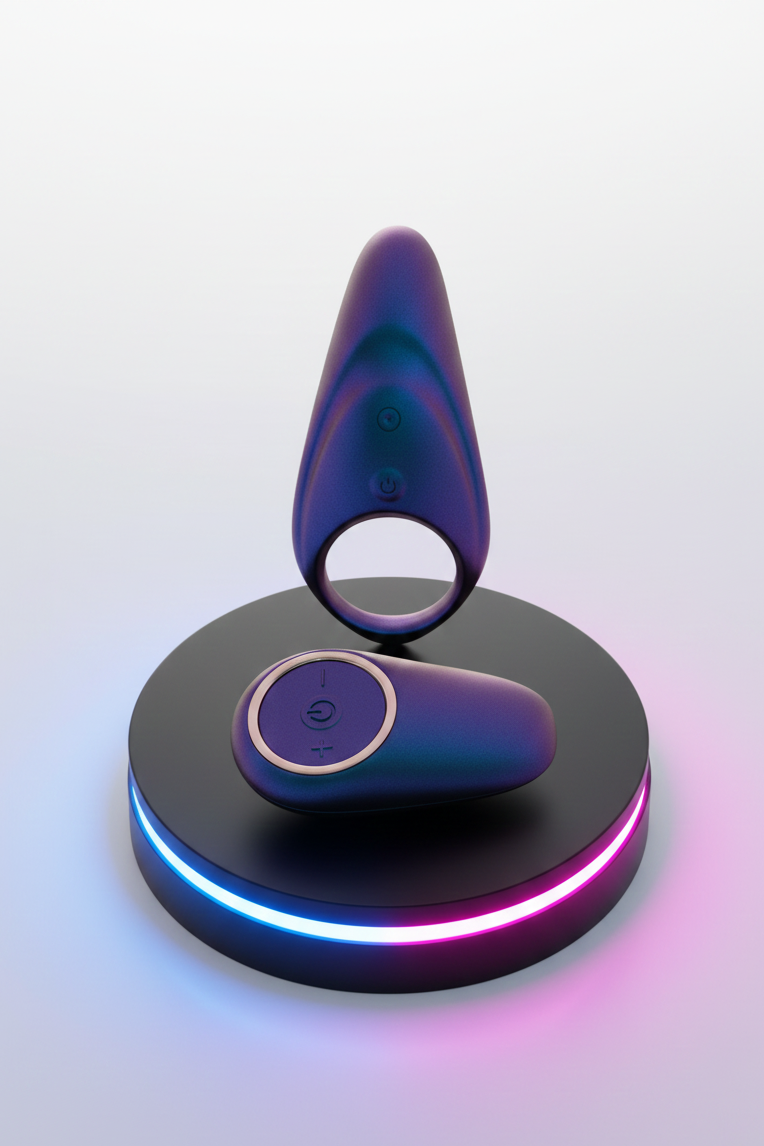 Cockring vibrant télécommandé Neptune Hueman silicone ABS 10 modes 60 min rechargeable USB étanche érection prolongée