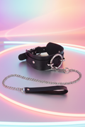 Set collier laisse chaîne BDSM Fetish Tentation polyuréthane noir O-ring argenté collier 4,4 cm laisse 114 cm réglable 28-36 cm unisexe domination