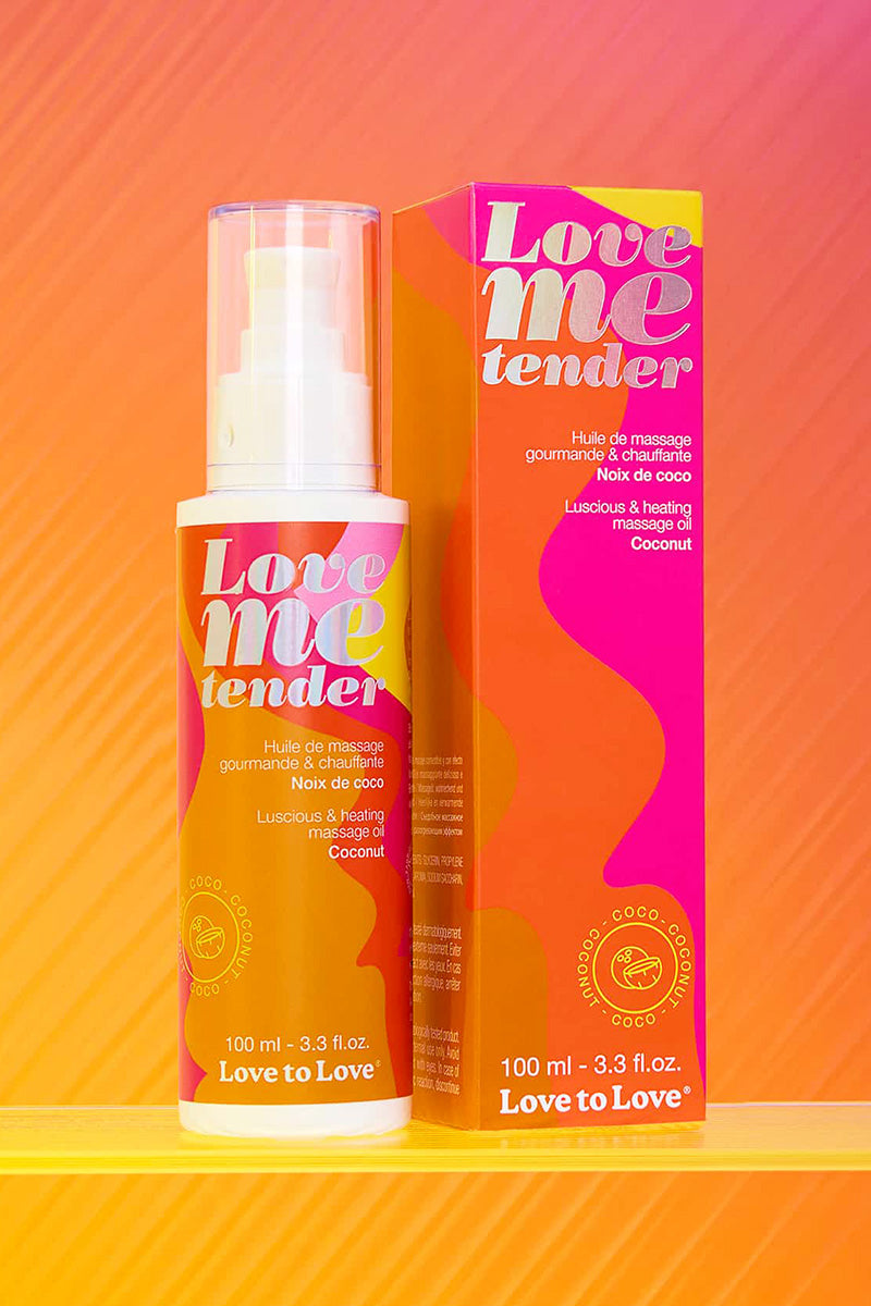 Huile de massage chauffante Love me Tender Love to Love effet thermique noix de coco glycérine base naturelle 100 ml embrassable fabriquée France massages sensuels