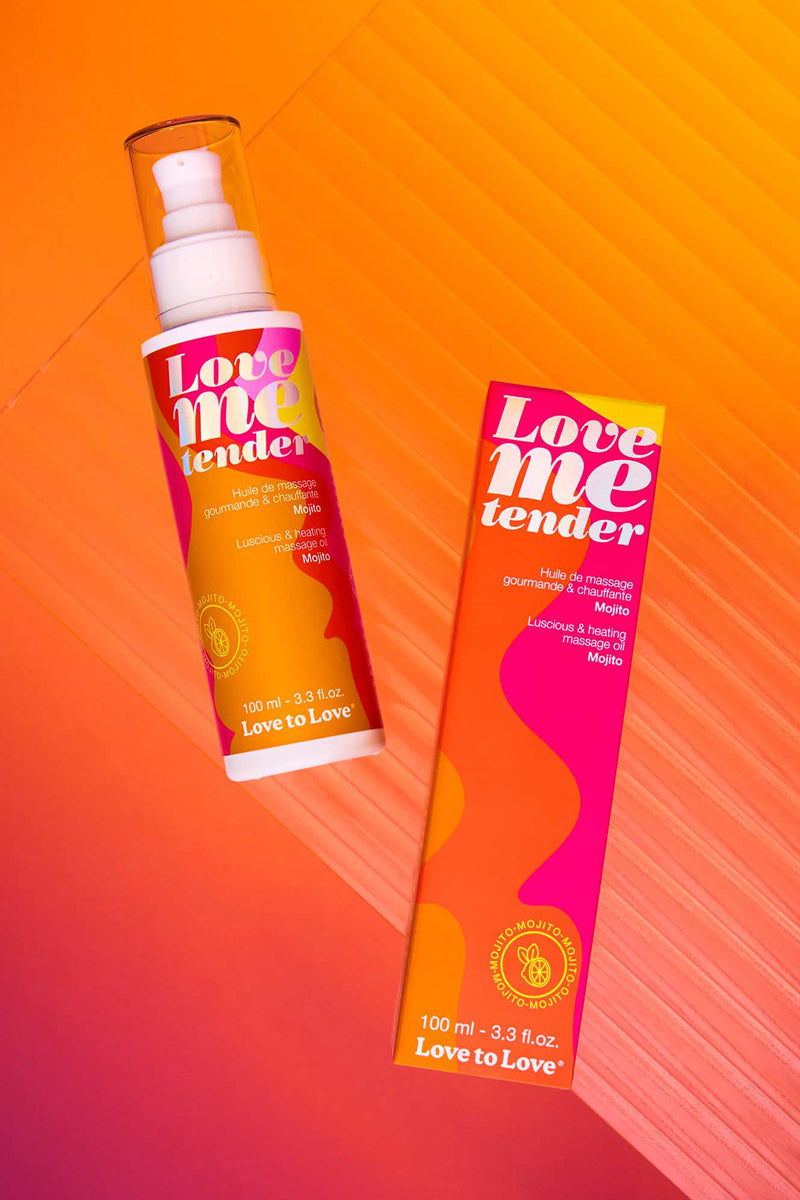 Huile de massage chauffante Love me Tender Love to Love effet thermique mojito menthe glycérine base naturelle 100 ml embrassable fabriquée France massages sensuels