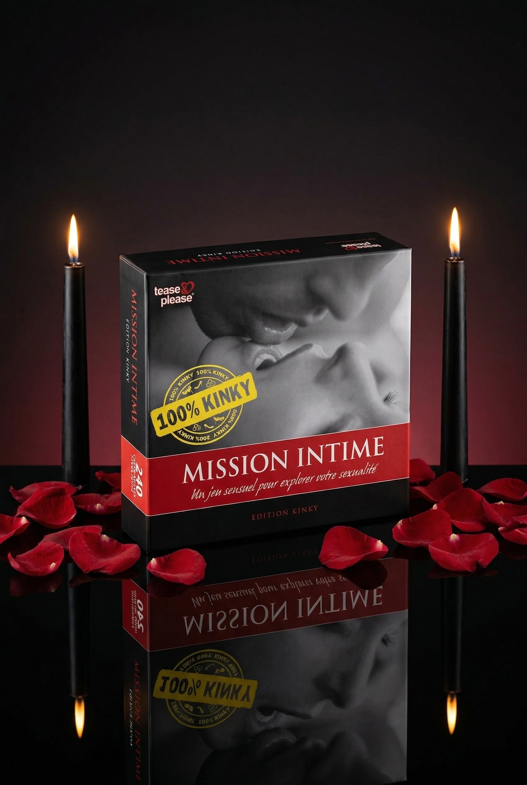 Jeu érotique couples Mission Intime Edition Kinky Tease Please 240 cartes questions missions 3 niveaux intensité BDSM bondage +18 ans