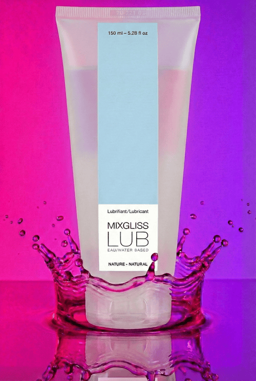 Lubrifiant intime à base d'eau Mixgliss Lub Nature sans parfum inodore incolore 150 ml fabriqué en France compatible sextoys préservatifs peaux sensibles