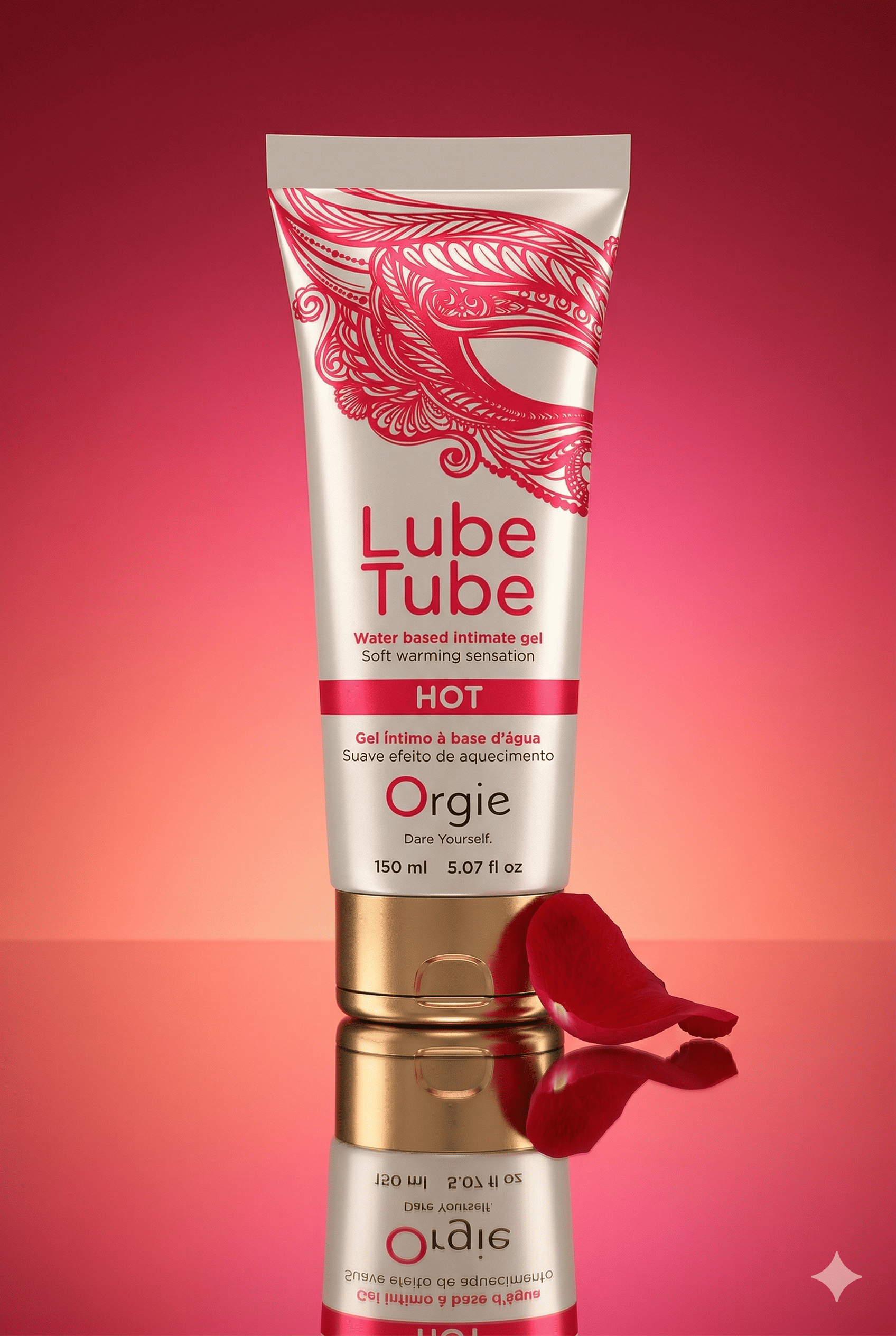 Lubrifiant intime chauffant Orgie Lube Hot vanillyl butyl ether effet chaleur progressif base eau 150 ml inodore compatible sextoys préservatifs fabriqué Portugal