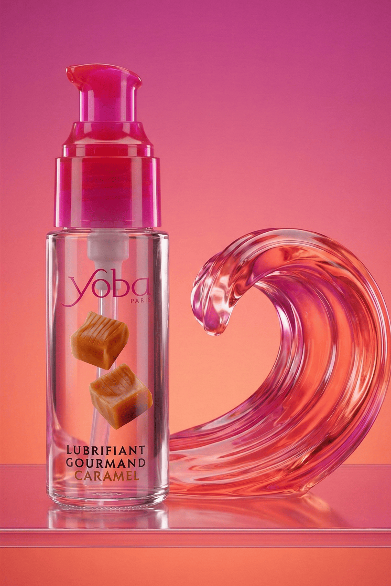 Lubrifiant intime gourmand Yoba Nature Paris caramel base eau 50 ml léchable embrassable compatible préservatifs latex sextoys flacon doseur