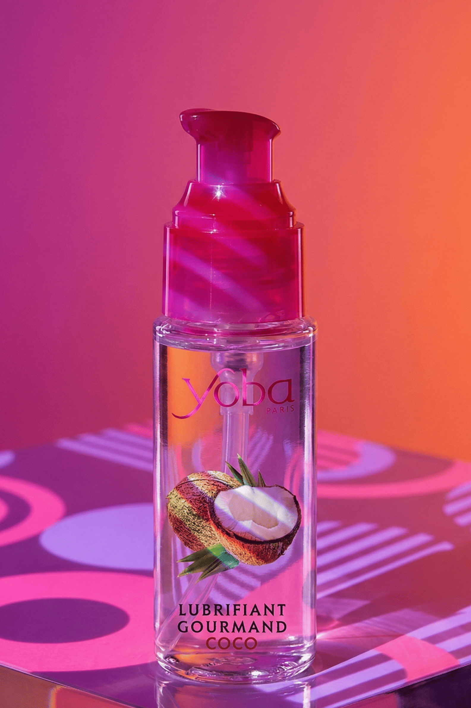 Lubrifiant intime gourmand Yoba Nature Paris noix de coco base eau 50 ml léchable embrassable compatible préservatifs latex sextoys flacon doseur