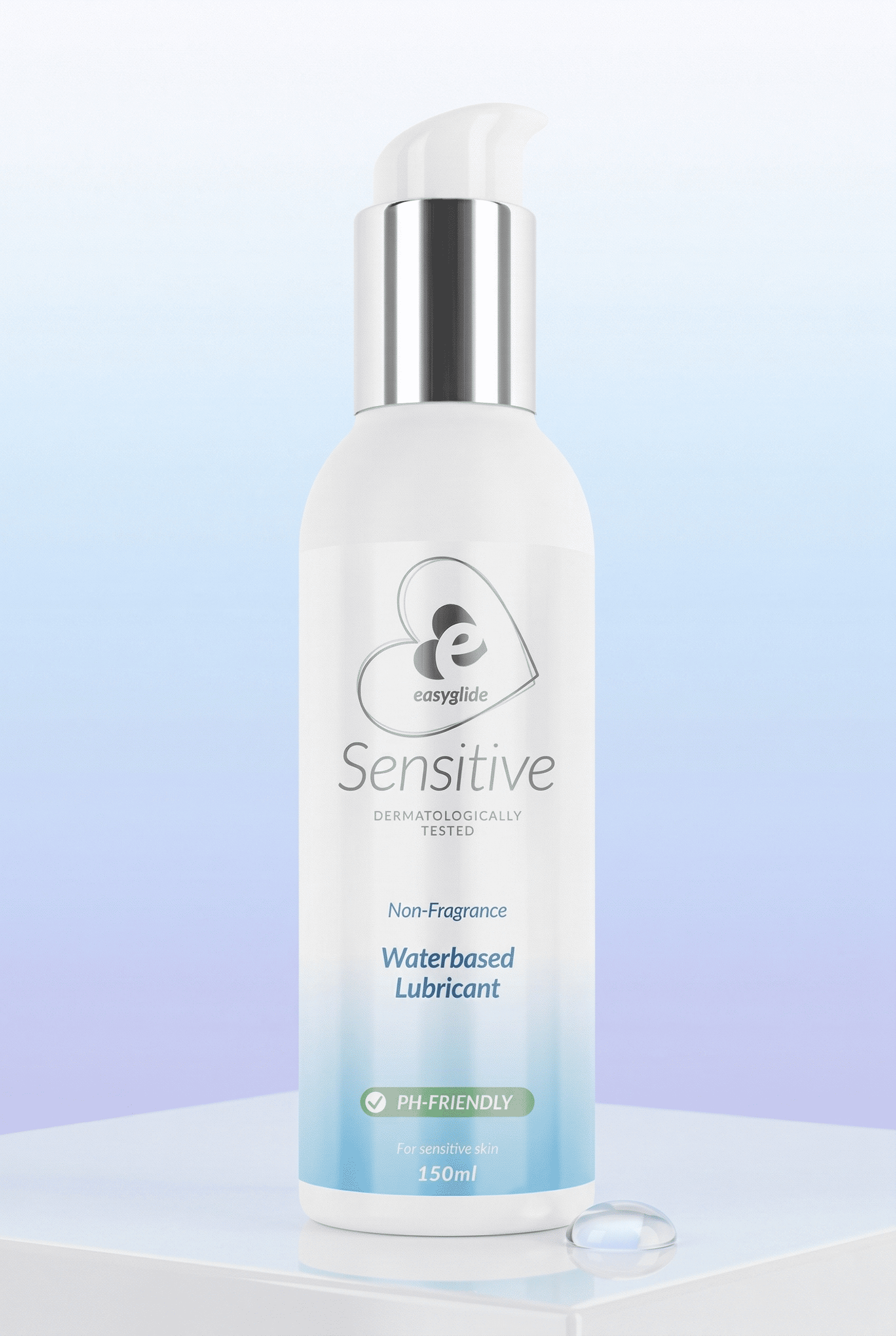 Lubrifiant intime sensitive EasyGlide base eau hypoallergénique végan sans parfum 150 ml certifié CE fabriqué Allemagne compatible préservatifs latex sextoys