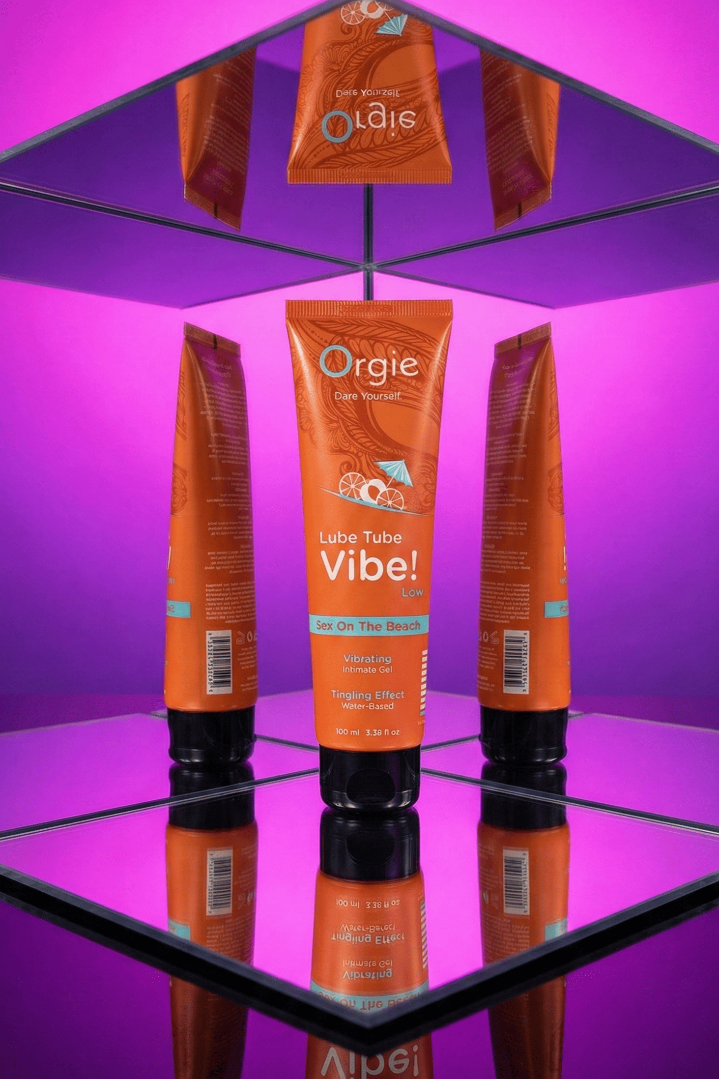 Lubrifiant intime vibrant Orgie Vibe Sex On The Beach base eau 100 ml effet fourmillant niveau 1 embrassable léchable compatible sextoys préservatifs fabriqué Portugal