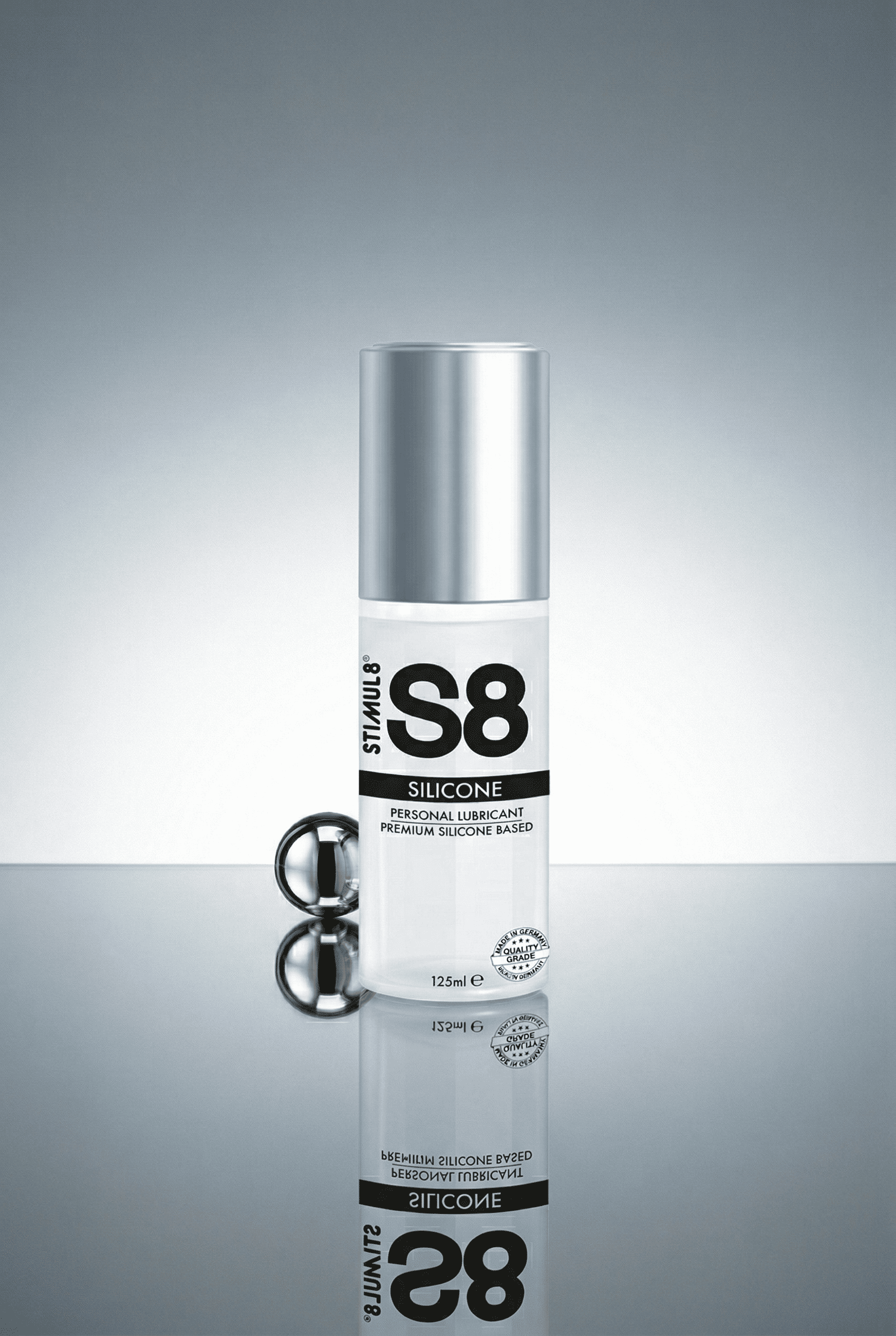 Lubrifiant silicone premium S8 Stimul8 certifié qualité médicale dimethicone ultra soyeux longue durée 125 ml fabriqué Allemagne flacon pompe