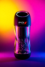 Masturbateur vibrant aspirant PDX Elite Viewtube Pro transparent 10 modes succion vibration rechargeable USB