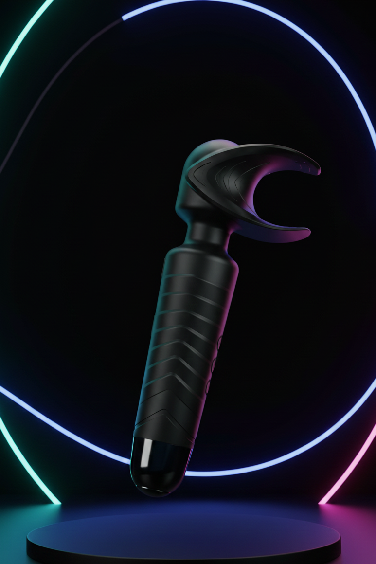 Masturbateur wand vibrant Man Wand Evo Man Wan noir tête flexible silicone 5 modes vibration Crescendo Travel Lock rechargeable USB
