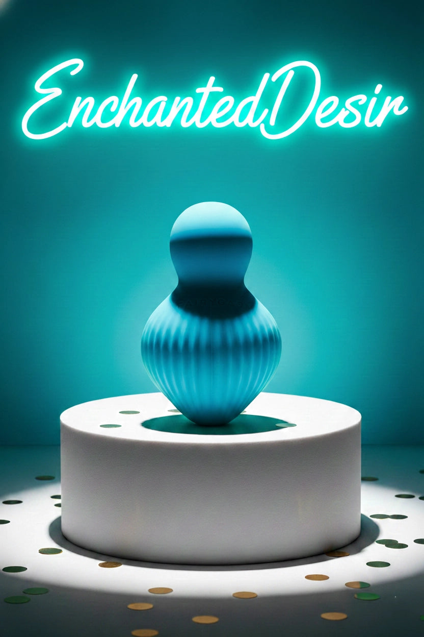 Mini vibromasseur Fairygasm EnchantedDesire bleu collection Yesyesland silicone liquide haute qualité 10 modes vibration mode silencieux 50dB stimulation zones érogènes étanche IPX6 rechargeable USB pochette satin 5,7x9cm