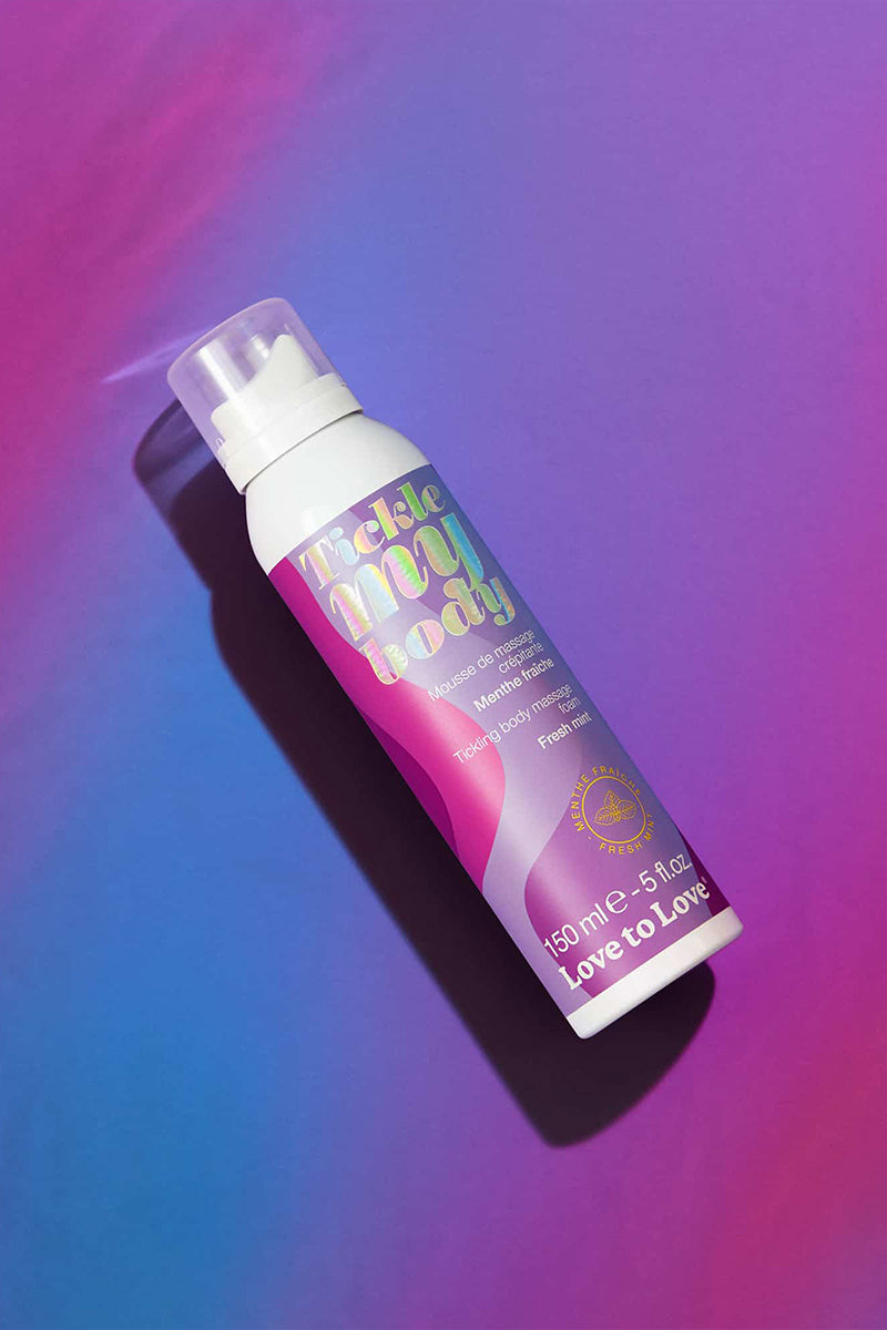 Mousse de massage crépitante Tickle My Body Love to Love effet pétillant rafraîchissant menthol menthe glaciale 150 ml cosmétique érotique fabriquée Italie sensations intenses