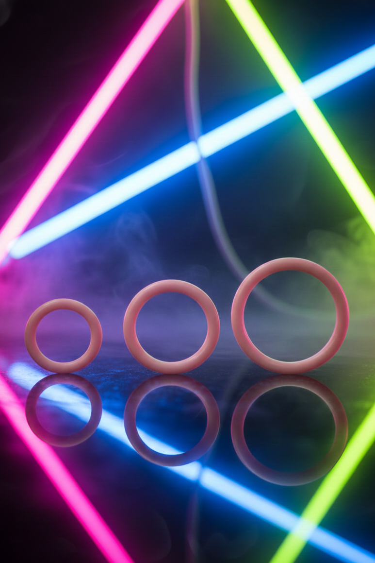 Pack 3 cockrings silicone Support Ring CalExotics 3 tailles diamètre progressif érection prolongée sans phtalates