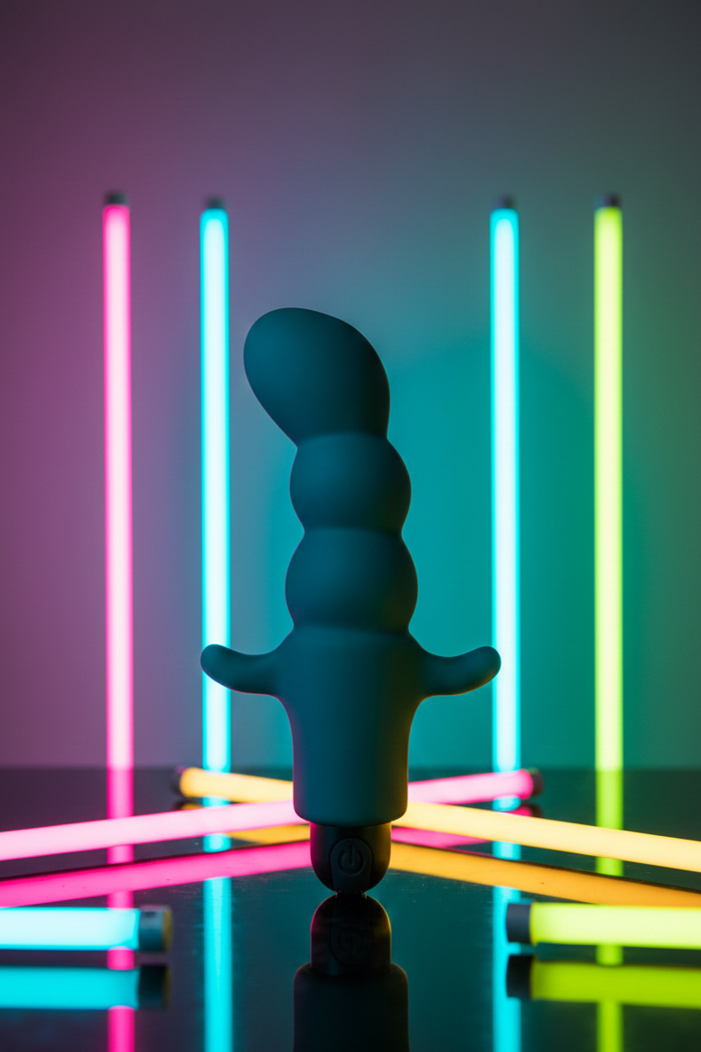 Plug anal vibrant Buddy de Wooomy en silicone avec forme annelée et 10 modes de vibration pour stimulation prostatique