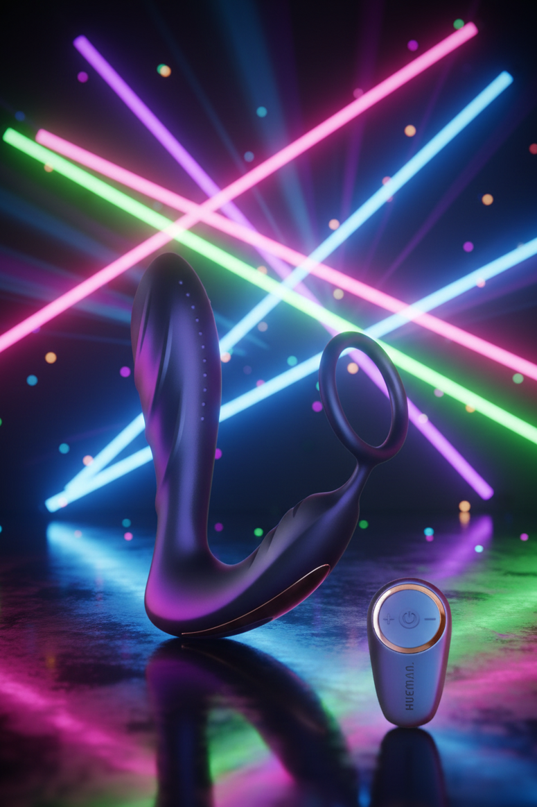  Plug anal vibrant 3 en 1 Black Hole Hueman cockring stimulateur périnée prostate télécommande 10 modes silicone