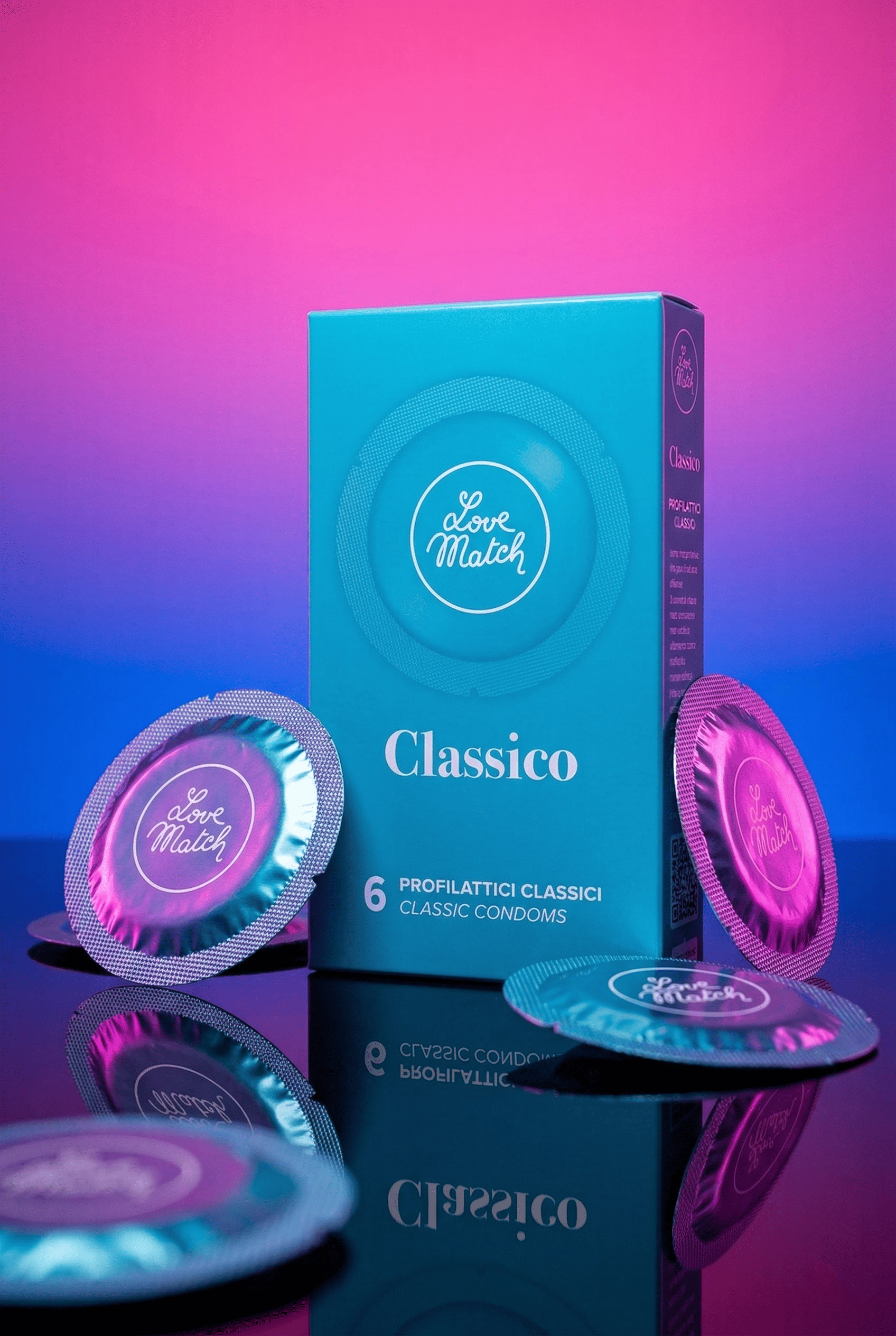 Préservatif classique Les Classiques Love Match latex naturel pur 53 mm 193 mm lubrifié avec réservoir boîte 6 certifié CE