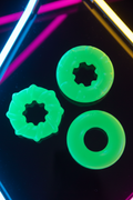 Set 3 cockrings phosphorescents Litolu TPR sans phtalates vert extensibles érection prolongée brillent dans le noir
