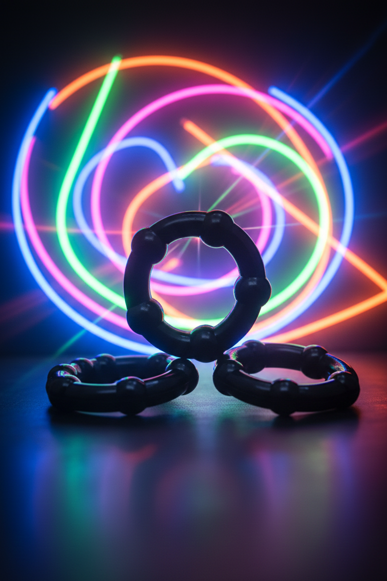 Set 3 cockrings extensibles Babooom Wooomy TPE sans phtalates érection prolongée noir