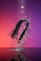 Martinet BDSM Statement Flogger Taboom noir et or, manche métal doré sans nickel, lanières cuir PU, médaillon signature, 50cm 134g