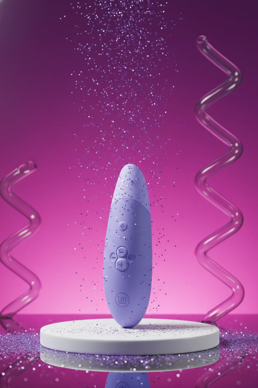 Stimulateur clitoridien Womanizer Enhance violet technologie Pleasure Air sans contact tête XL 10 niveaux air pulsé 10 niveaux vibration 1000 combinaisons silicone hypoallergénique étanche IPX7 rechargeable USB magnétique 15,8x5x5,2cm pochette rangement garantie 5 ans