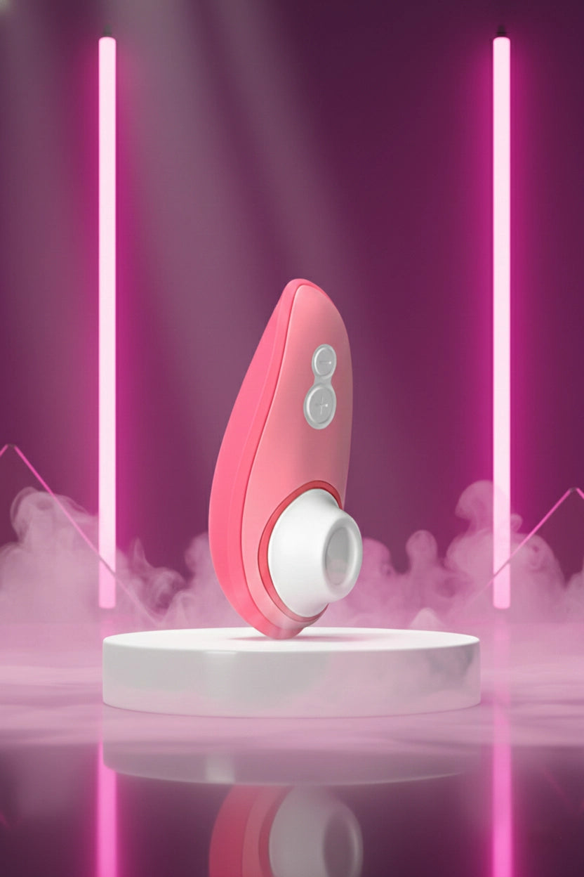 Stimulateur clitoridien voyage Womanizer Liberty 2 rose Pleasure Air sans contact 8 niveaux intensité couvercle rangement magnétique silicone hypoallergénique sans phtalates étanche IPX7 rechargeable USB magnétique 10,5x5x4cm
