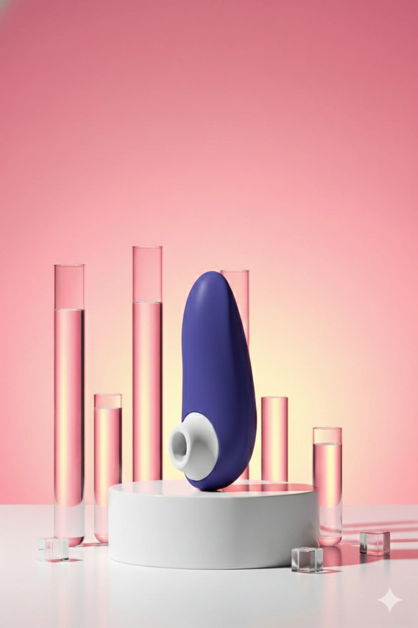 Mini stimulateur clitoridien Womanizer Starlet 3 bleu technologie Pleasure Air sans contact 6 niveaux intensité tête succion amovible silicone hypoallergénique sans phtalates silencieux étanche IPX7 rechargeable USB magnétique 11,7x4,6cm