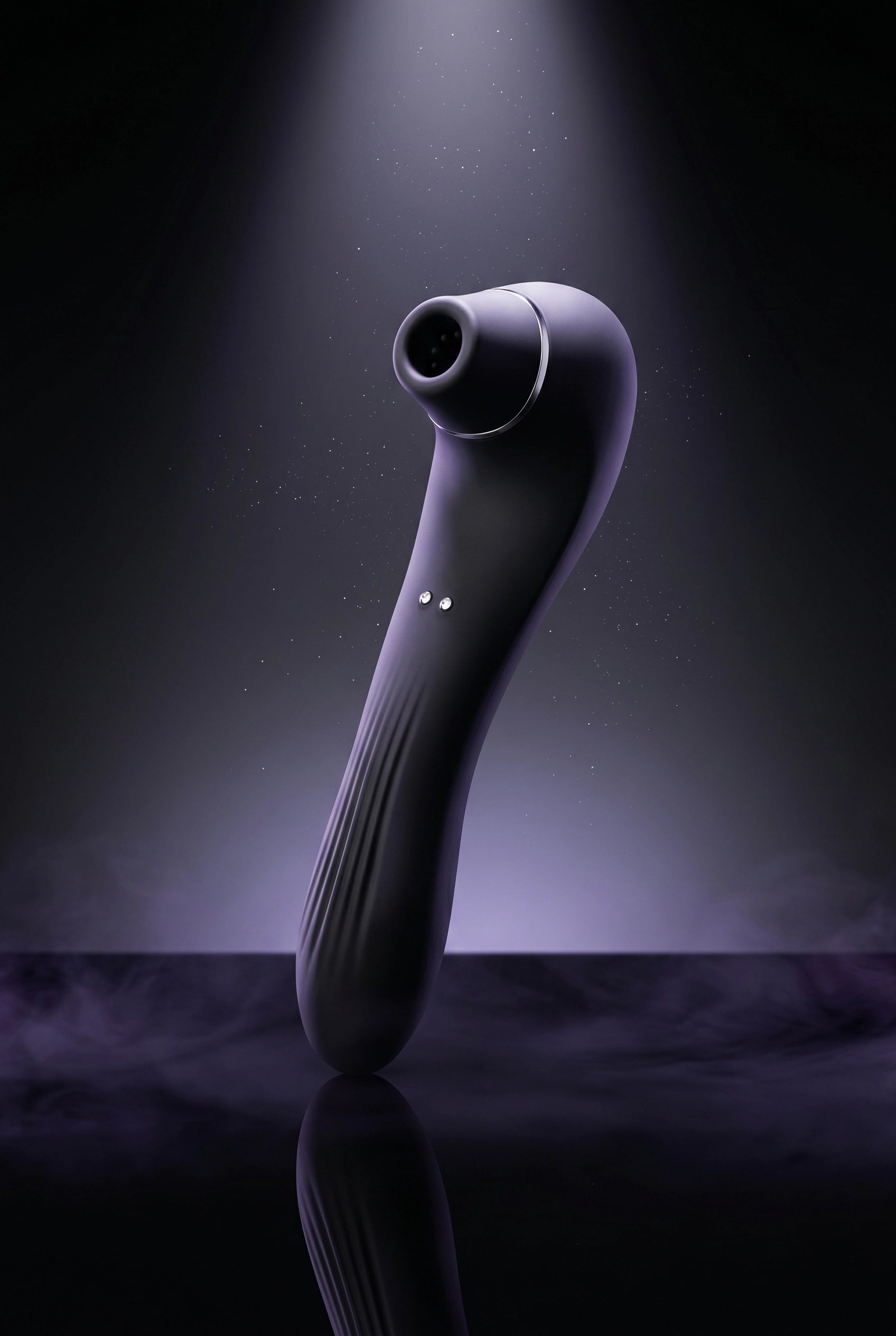 Stimulateur double fonction Wooomy Smooch succion clitoris 10 modes aspiration vibromasseur vaginal 10 niveaux vibration 2 moteurs indépendants incurvé point G silicone ultra doux ABS sans phtalates silencieux étanche rechargeable USB 18,6x4,5cm